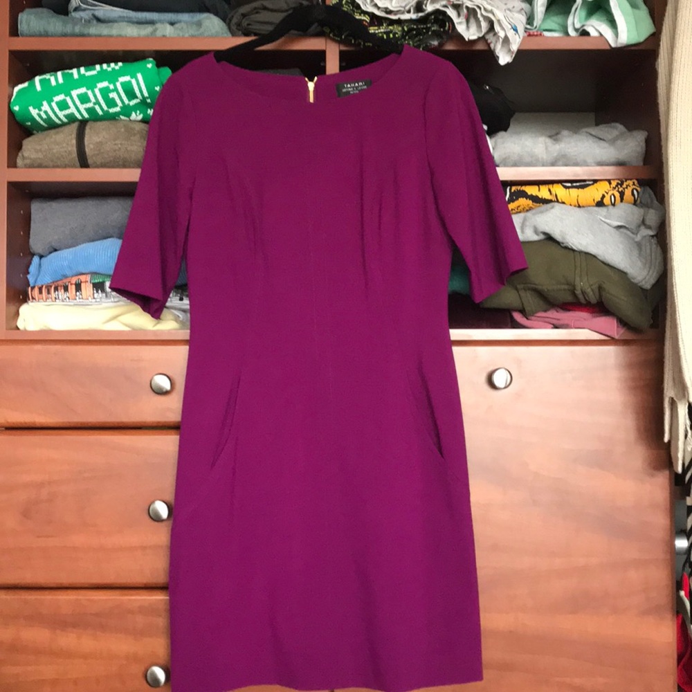 Tahari Ponte Seam Shift Dress